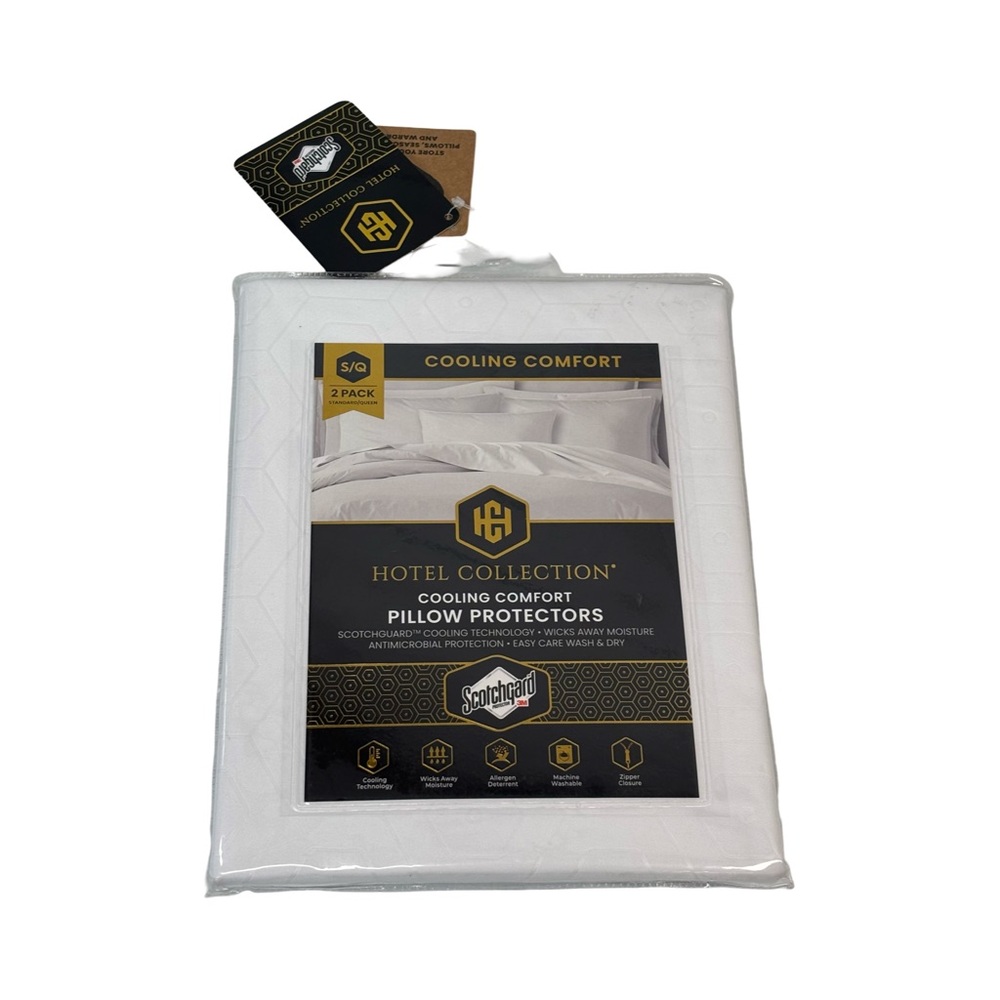 Hotel Collection Cooling Comfort Pillow Protectors Standard Queen 2 Pack NEW